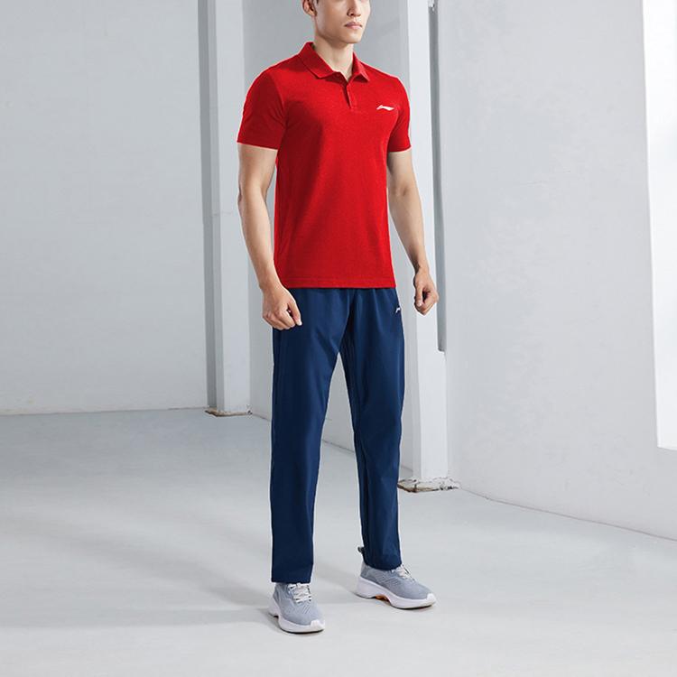 Li Ning Quick-Dry Breathable Fitness Short Sleeve Polo Shirt Men Polo Shirts Red APLR183-3