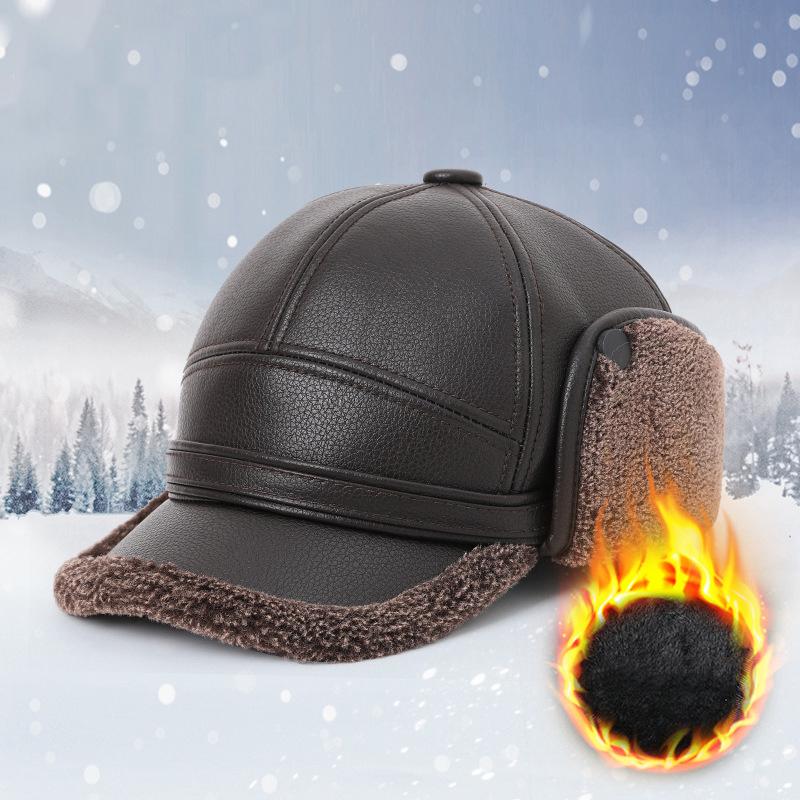 Faux Leather Autumn Winter Baseball Cap for Men Solid Leather Snapback Hat Women Trucker Caps