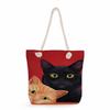Cat print thick rope single-shoulder beach bag 7215
