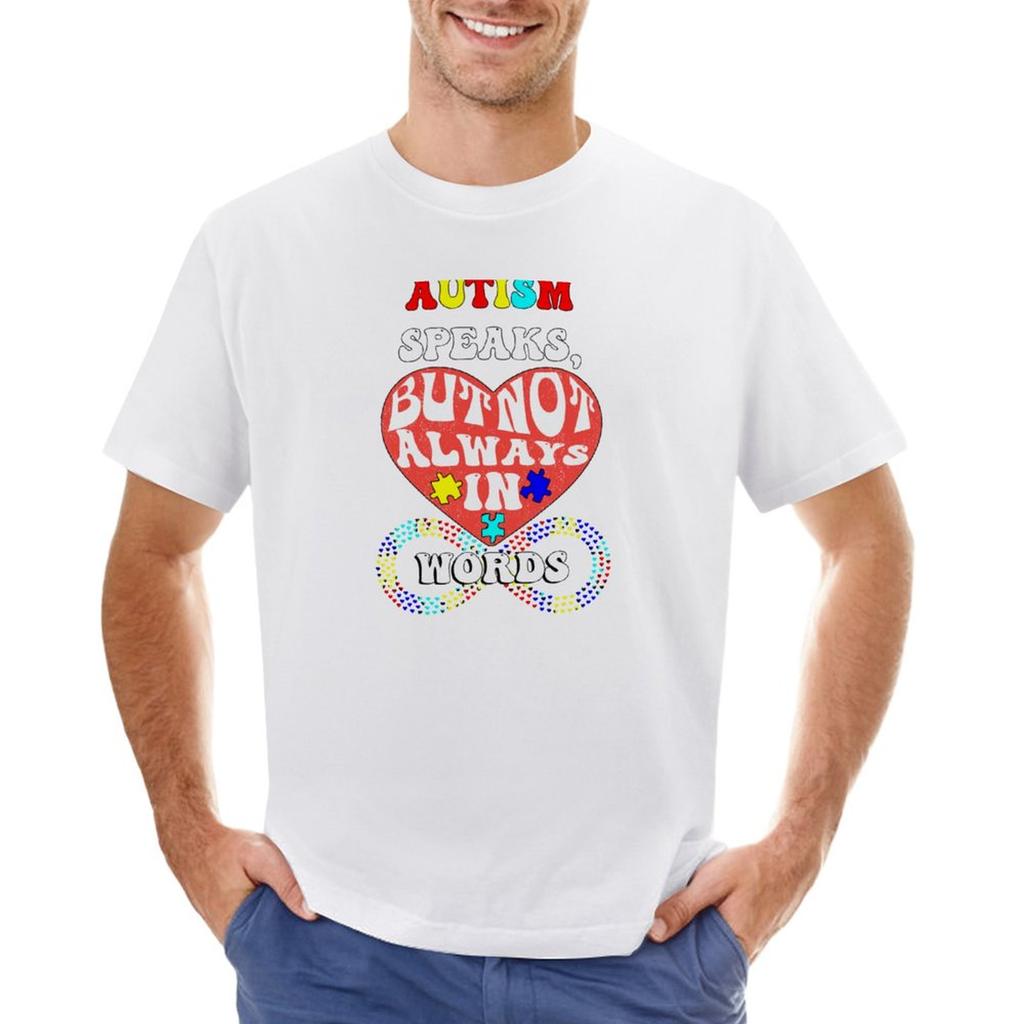 Autism talar, men inte alltid med ord T-shirt för autismmedvetenhet sommarkläder Unisexkläder