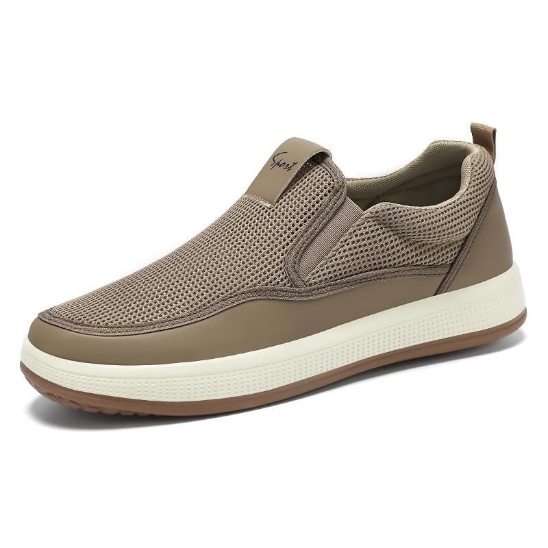 Fashion Men's Low-Top Soft-Soled Casual Shoes Breathable Mesh Comfortable All-Match Flat Shoes PVC Bottom round Toe Non-Slip Summer Shoe