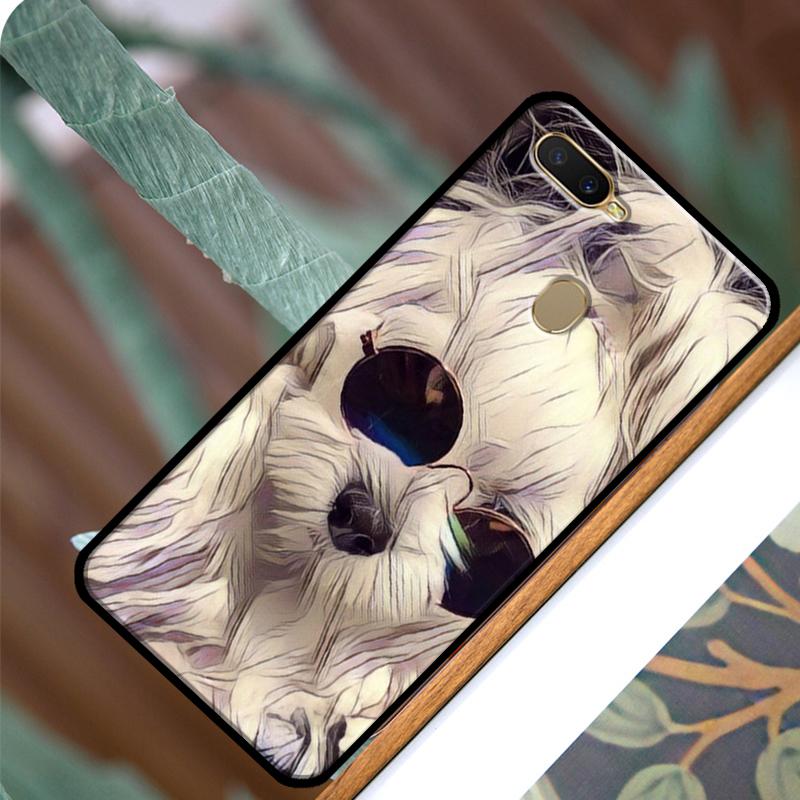 Étui Chien Maltais Dessin Animé Pour OPPO A83 A91 A93 A1K A15 A3S A54 A74 A94 A5 A9 A31 A53 A52 A72 A53S Coque Arrière