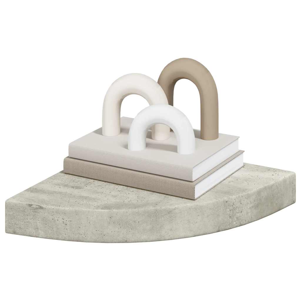 Vidaxl Narożne Półki Ścienne, 2 Szt., Szarość Betonu, 25X25X3,8 Cm Mdf