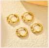 Stainless Steel Zircon Hoop Earrings, Small Round Hoops Huggie Earrings, Women Zircon Circle Piercing Ear Jewelry