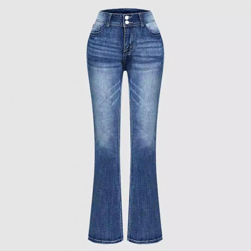 2026 New Fashion Versatile Stretch Slimming Embroidered Flared Pants Women s Casual Jeans S