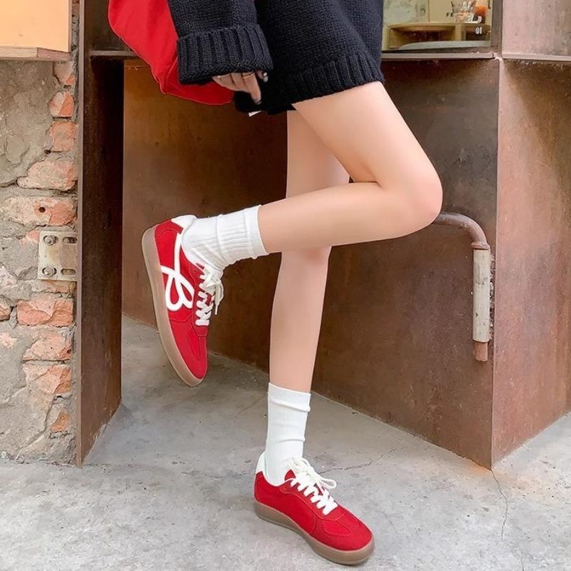 Edition~ Summer new leather retro round head lace-up light board shoes women