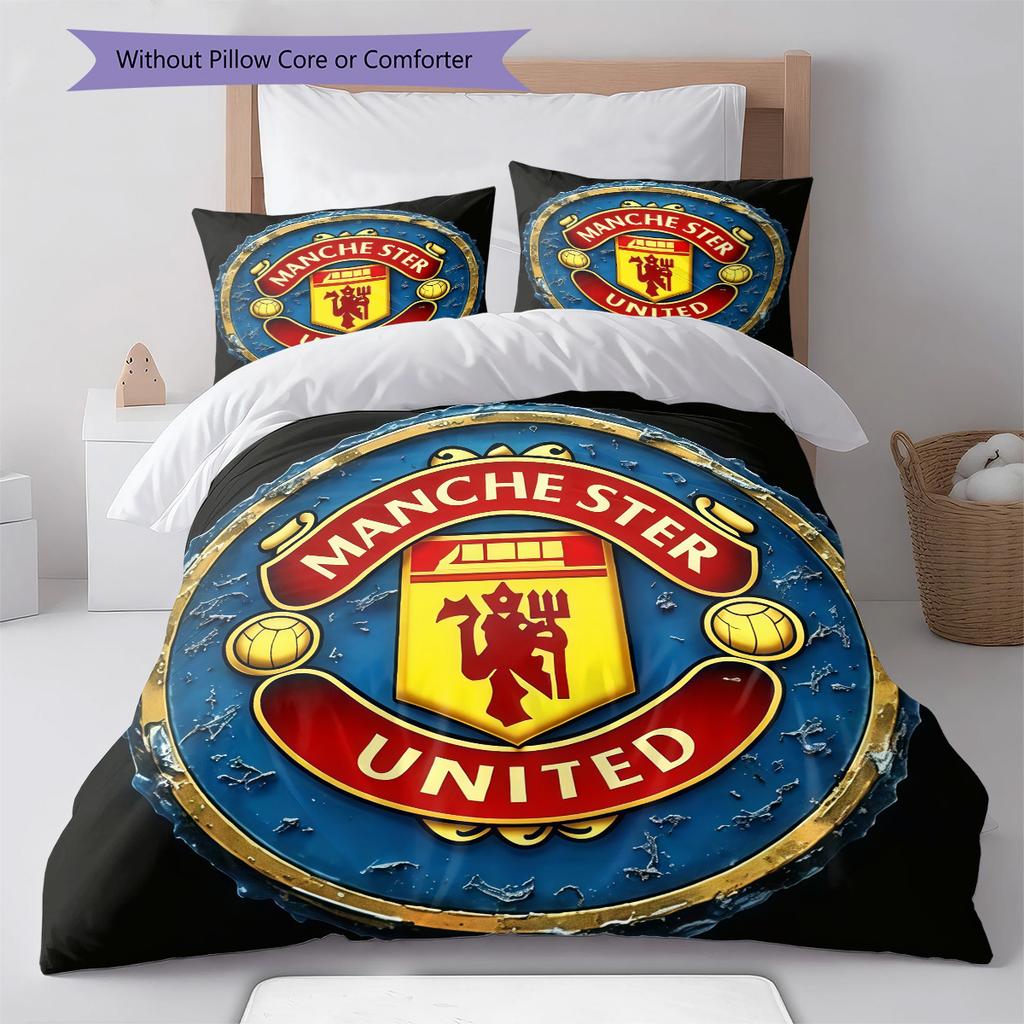 Set Lenzuola Trapunta Manchester United Copripiumino Federa Decorazione Casa Regalo di Compleanno (1 * copripiumino + 2 * federa, senza nucleo)