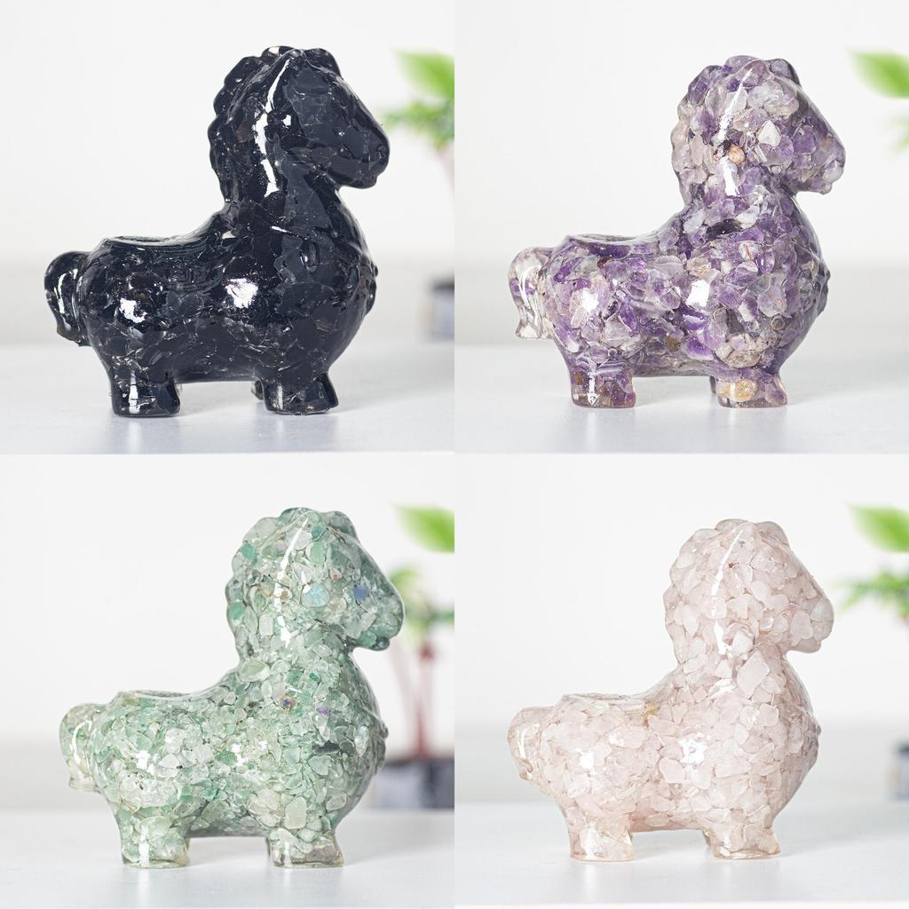 Resin Animal Figurine Decor With Crystals For Home Office And Gift Use
