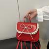 Kawali Lace Bow Backpack Mini Shouder Bag Fashion PU Leather Bag  Gift