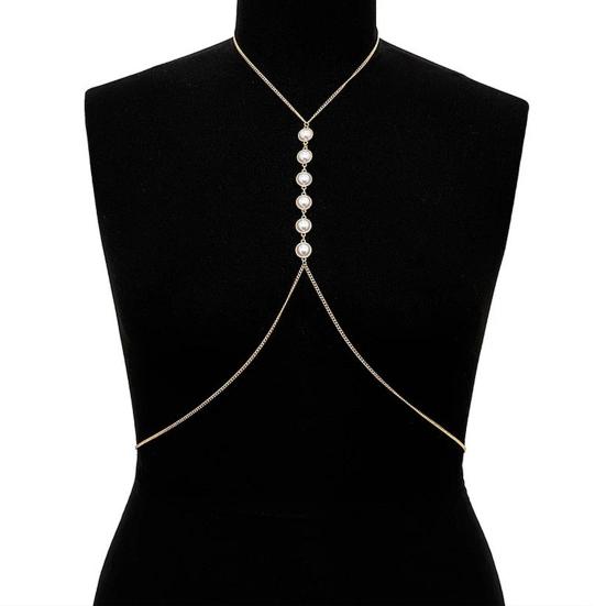 Chain Cross Lesklé umělé perly Barva Boho Beach Bikini Hrudník