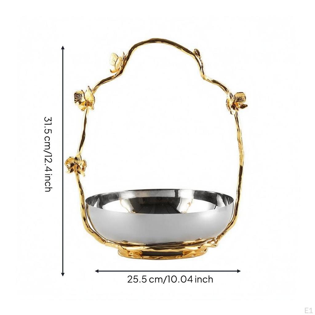 Butterfly Handle Tray Colored Decorative Metal Shallow Dining Accessory