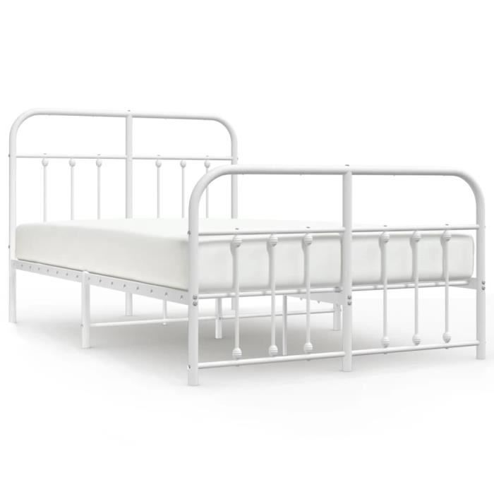 VidaXL Cadre de lit métal avec tête de lit-pied de lit blanc 120x190cm 352642