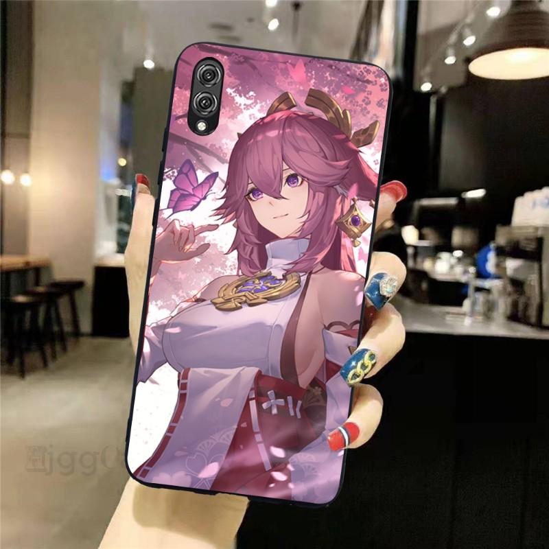 Genshin Impact Yae Miko Phone Case For Honor 70 50 20 7S X9 X8 X7 Magic 4 3 Pro Soft Black Phone Cover