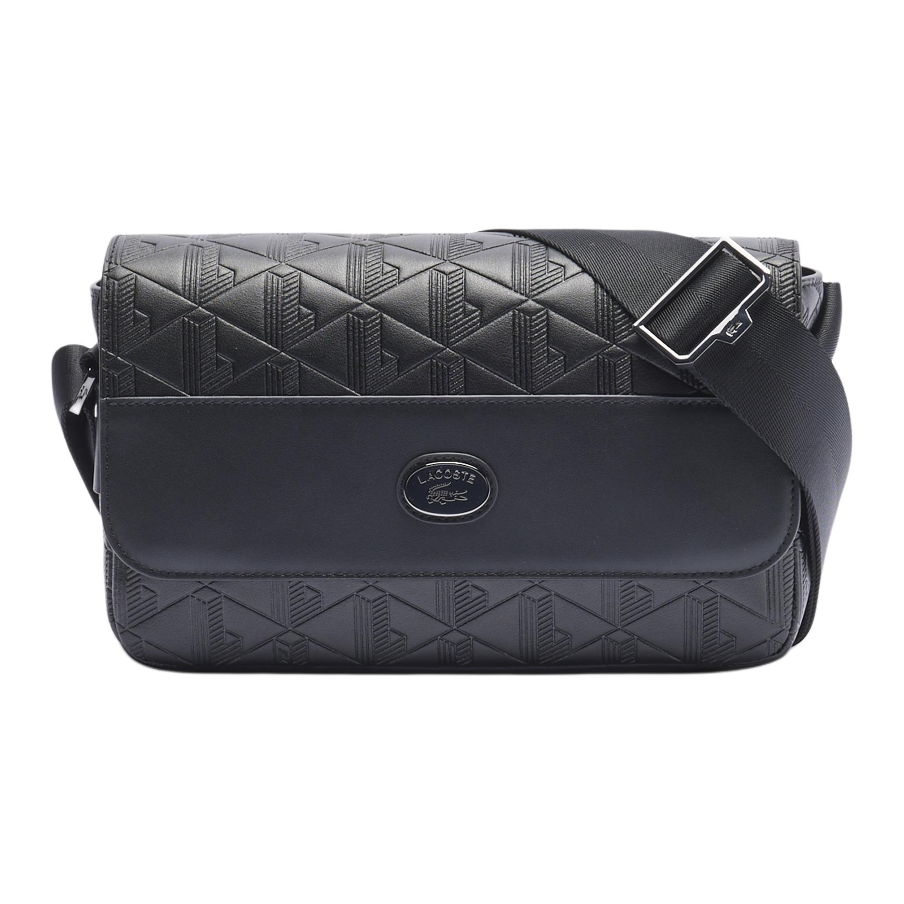 Lacoste Adjustable Shoulder Strap Brand Letter And Crocodile Logo Crossbody Bag Unisex Crossbody Bag Black NU4838MR000 Black