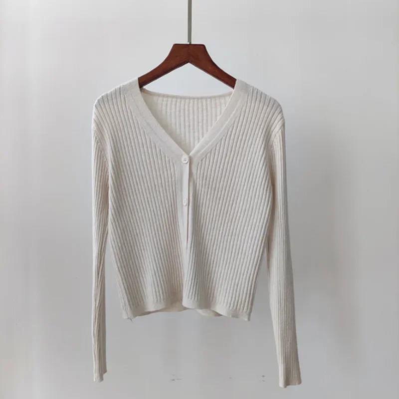 Autumn V-neck Office Knitted Sweater Jacket Casual Long Sleeve Cardigan Elegant Solid Button Sweater Coat Winter Clothing 29624