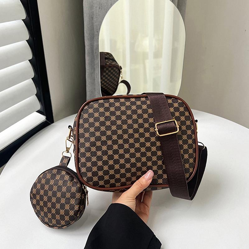 Vintage Trend Quadratische Umhängetasche mit kleinem Beutelmuster PU-Leder Damen Schultertasche