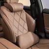 Nappa Leather Car Neck and Lumbar Support Pillows, Breathable Seat Cushions with Fine Embroidery for All Season Interior Use