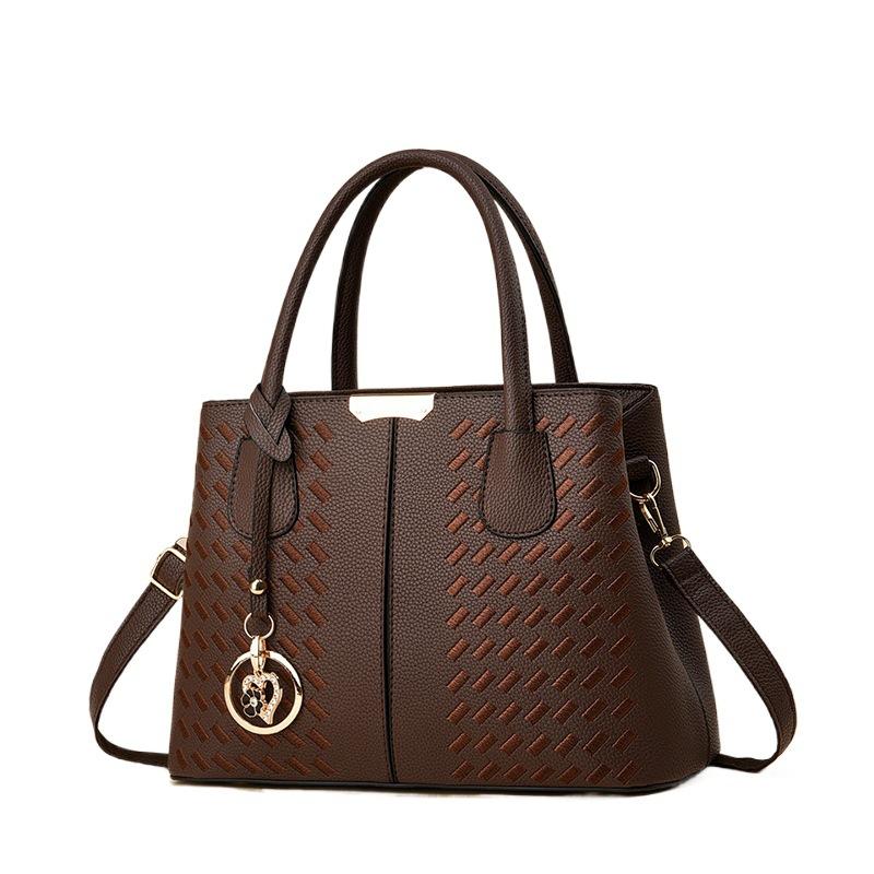 New Trendy Large Capacity Tote Bag,Embroidered Shoulder Crossbody Handbag for Middle-aged Women