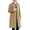 Men Windbreaker Lapel Long Sleeve Double Breasted Mid-Length Coat Solid Color Casual Business Outerwear