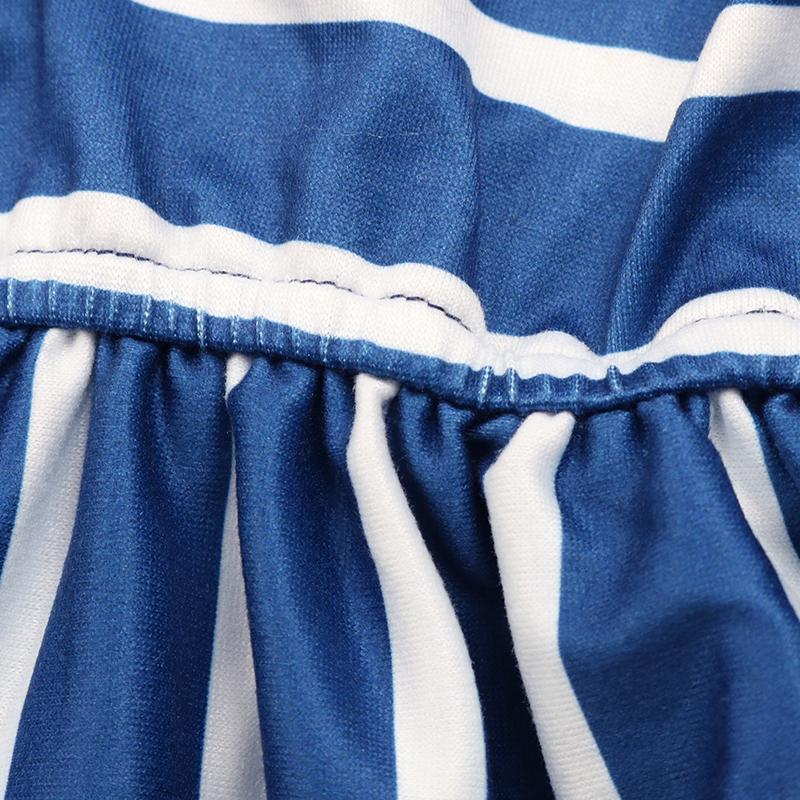 Letní dámské šaty s tílkem O Neck Móda bez rukávů, proužkované šaty