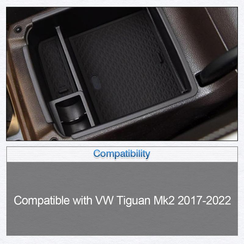 For VW Tiguan Mk2 2017 2018     Armrest Storage Box with Mat Car Center Console Armrest Storage Box