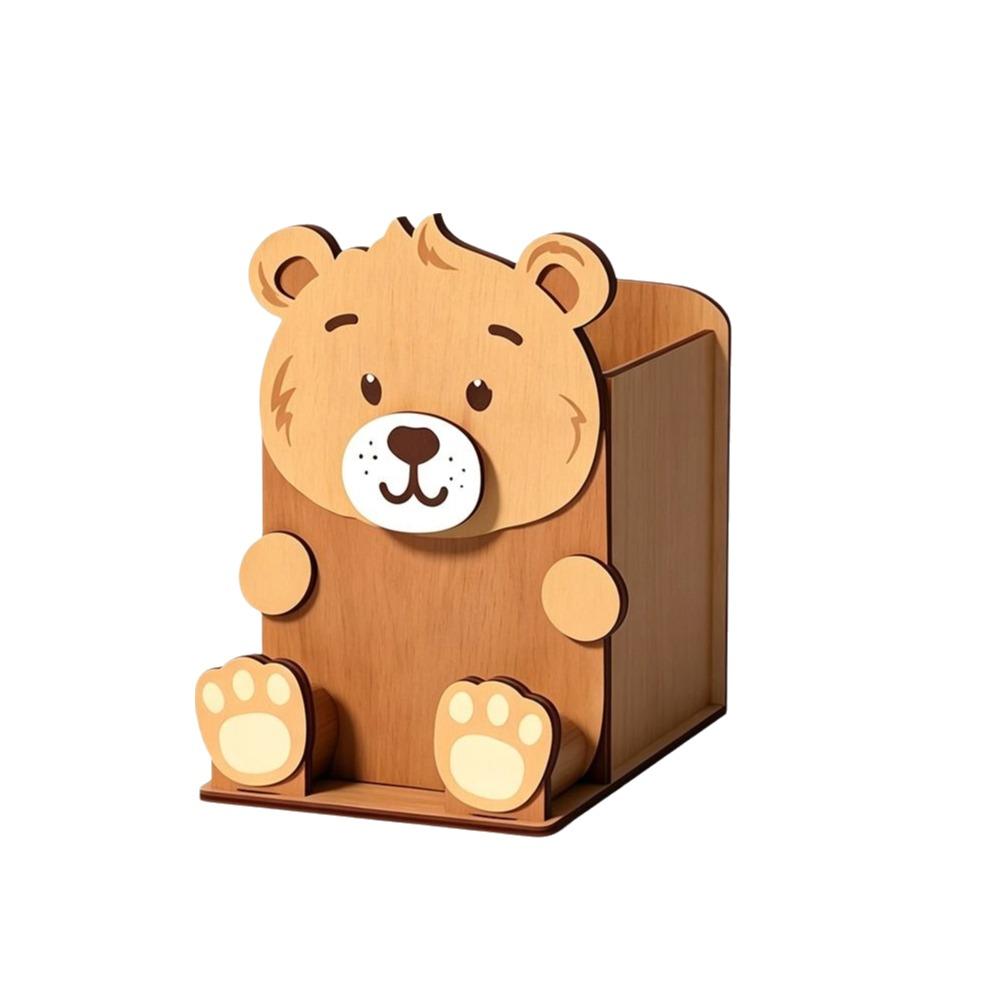 Wooden Material Spectacle Stand Hand Carved Pen Holder Rack Wooden Phone Display Stand Home Use