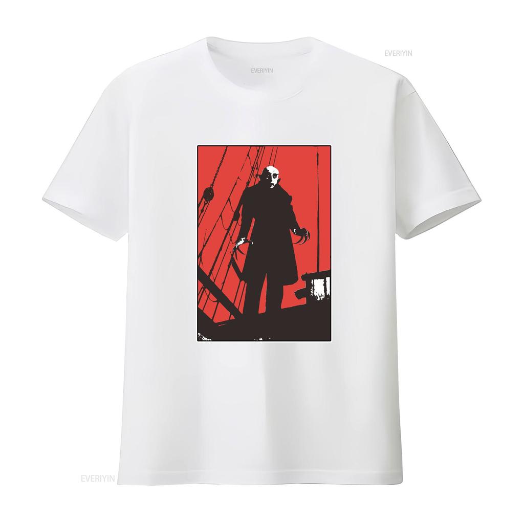 Nosferatu Red Classic Horror Film T Shirt Dracula Vintage Gothic Movie Poster Jersey Vintage Washed Fashion Versatile Casual
