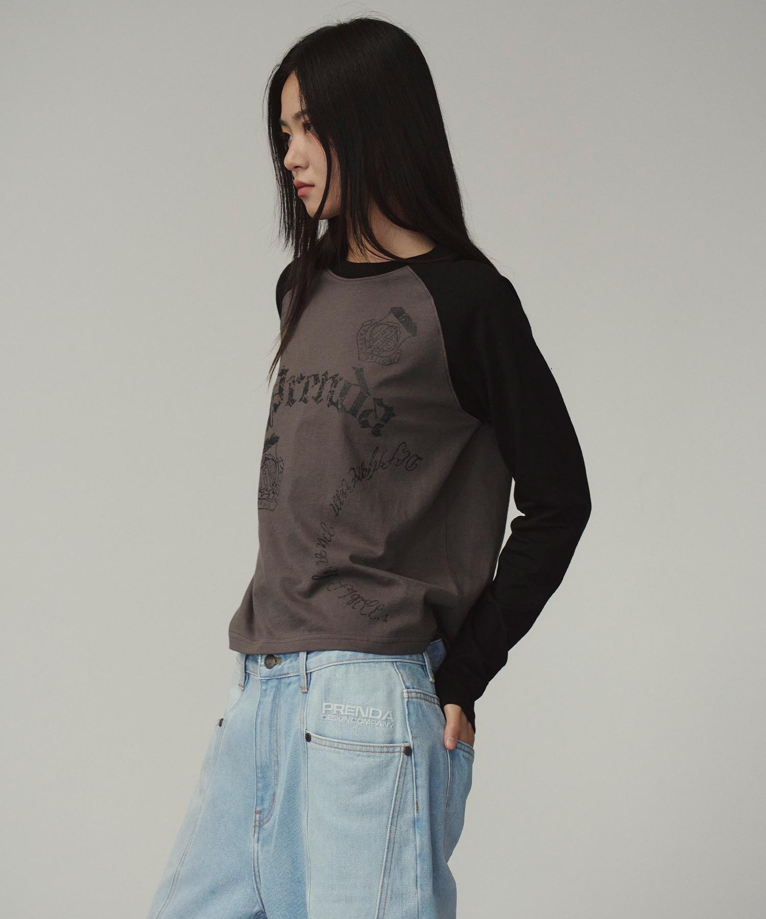 Prenda Vintage Logo Raglan Long Sleeve Charcoal Reference/Free