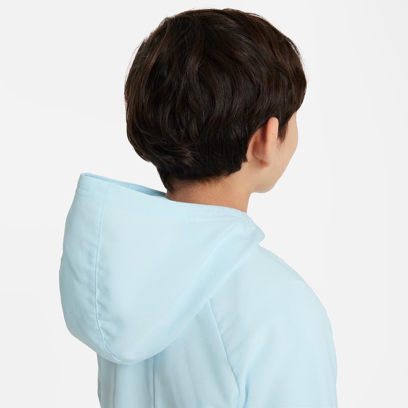 Nike Dri-Fit Solid Color Hooded Zip-Up Jacket Kids Jackets Glacier-Blue DO7095-474