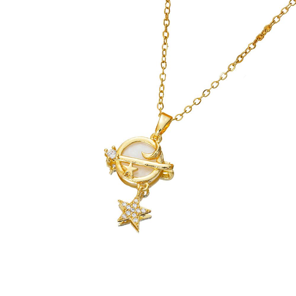 Planet Zircon Geometric Niche Star Moon Light Luxury New Design Pendant Temperament Necklace