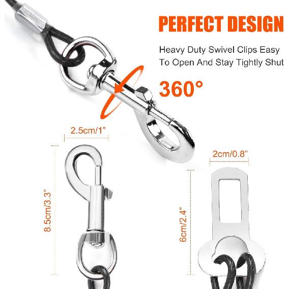 Dog Seat Belt, Double Dog Seatbelt Vehicle Safety Chew Proof Dogs Vehicle Safety Tether Cable,Double Clip No-Chew Pet Car Leash Lead,Car Safety