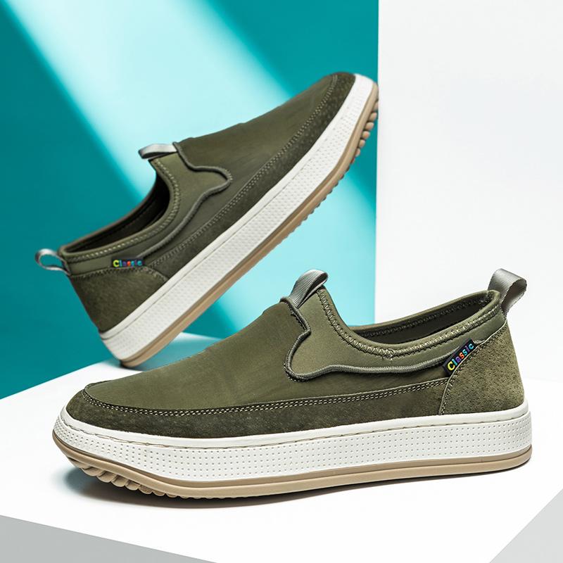 Fashion Retro Style Men Casual Shoes Slip On Canvas Loafers Comfortable Walking Flats Man Non Slip Soft Moccasins Summer Driving Shoes