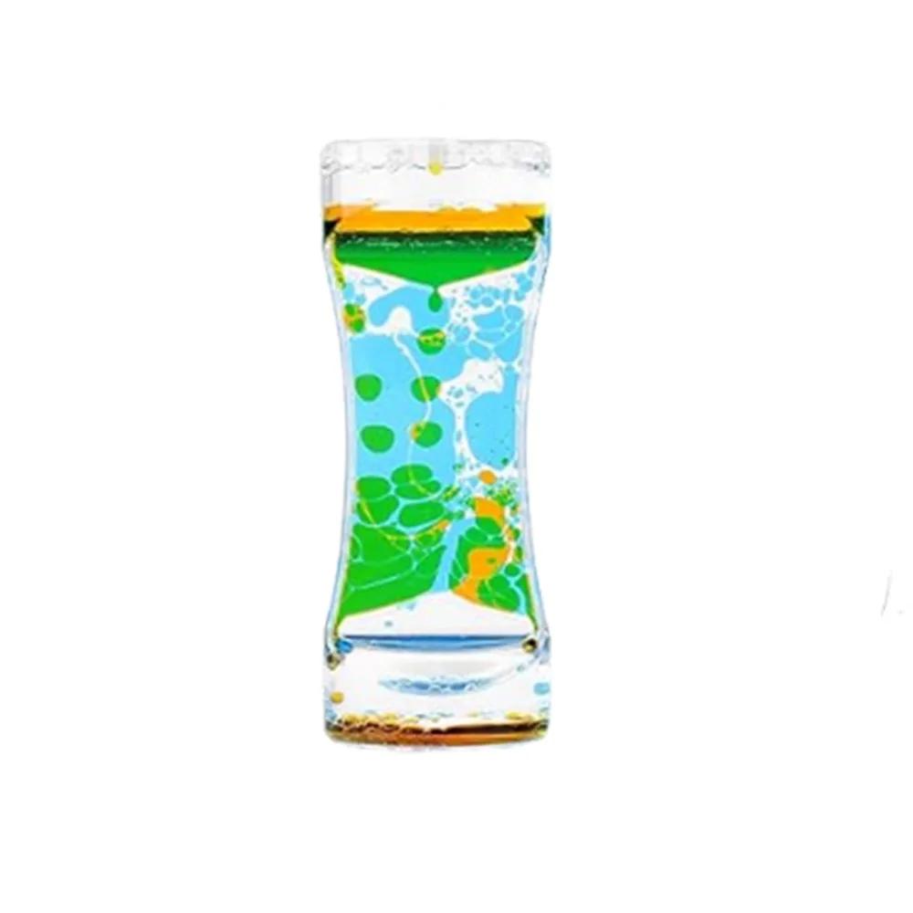 Double Colors Oil Hourglass Timer Creative Acrylic Floating Motion Bubble Timer Descending Sensory Bubble Movement Sensory Toys