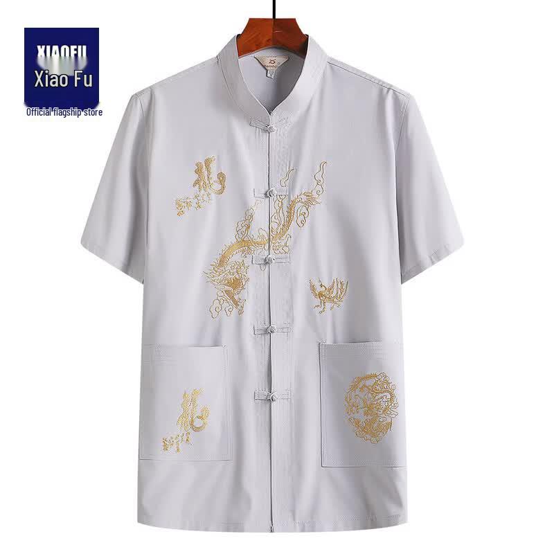Men s Mid-Aged Chinese Style Short Sleeve Tang Suit 42