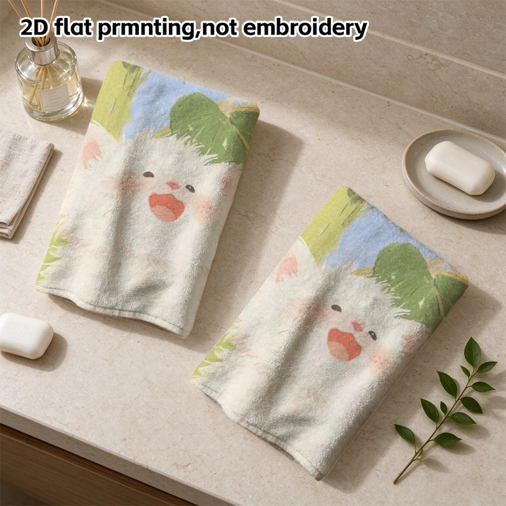 Smiling Cat Sunflower Hand Towel, Super Absorbent Bathroom Towel