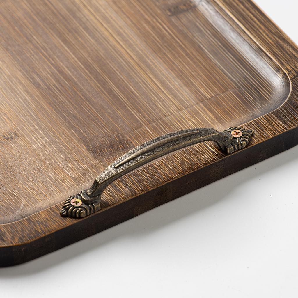 Square Bamboo Food Tray with Classic, Legs and Carrying Handle Eco-friendly Tea Tray for Item Storage