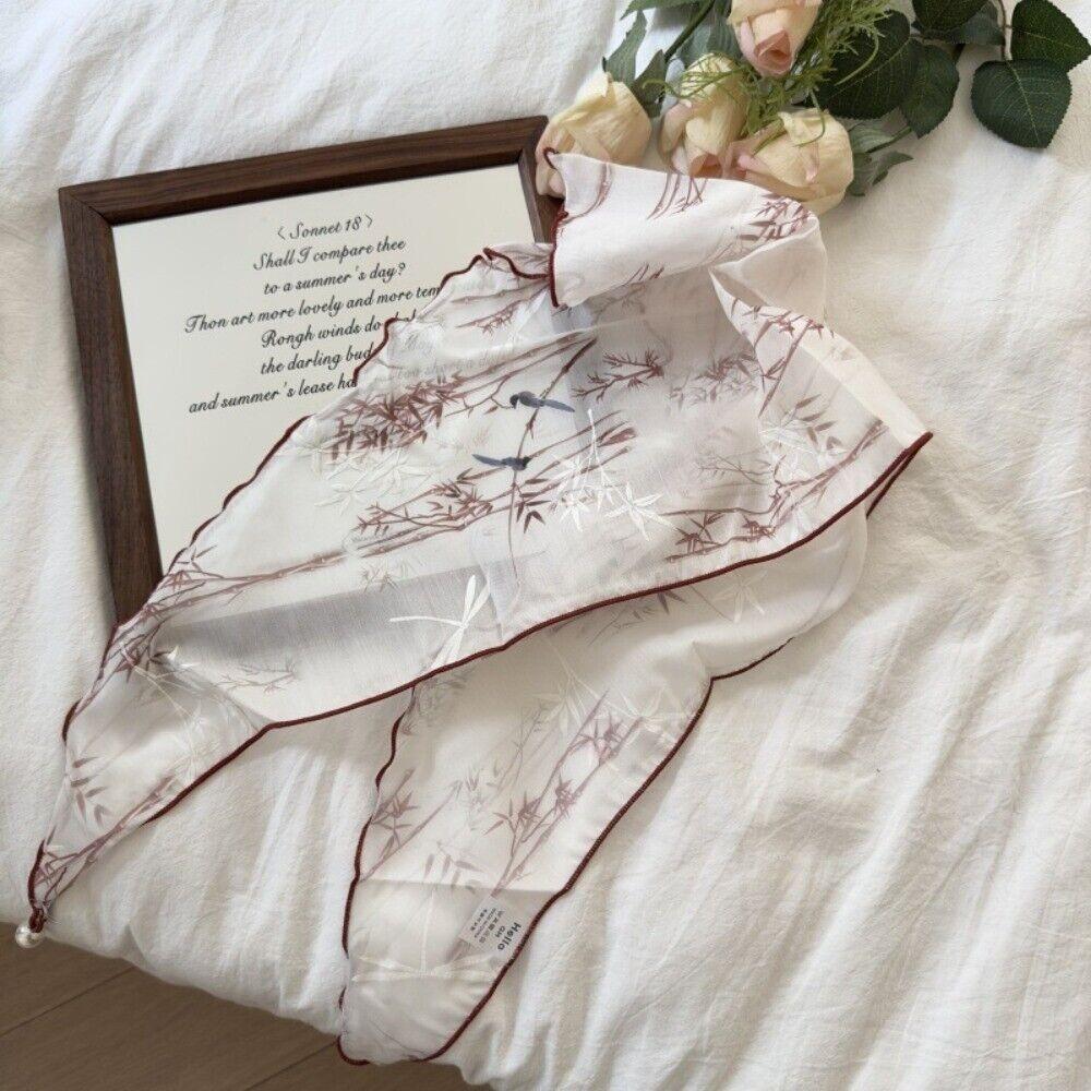 

Маленька перлова квітка ромб шарф тканина квітковий трикутний шарф мода трикутний шарф жінки червоний