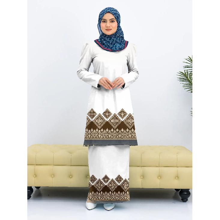 

Летний новый этнический узор с цветочным принтом синего цвета Курунг Паханг женский мусульманский костюм удобная и элегантная женская одежда на праздник Ид аль-Фитр 4XL разноцветный