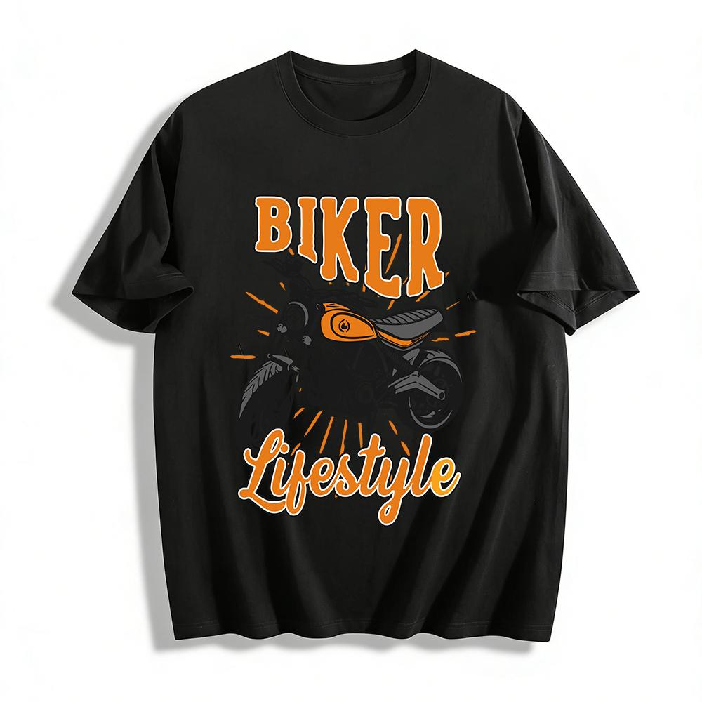 

Vintage Biker Lifestyle Graphic Tee Motorcycle Enthusiast Casual Top Pure cotton T-shirt XXS