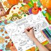 16pcs Thanksgiving Coloring Placemats for Kids 2-Sided Disposable Turkey Placemats to Color Paper Place Mats/Poster for Thankful Activity Happy
