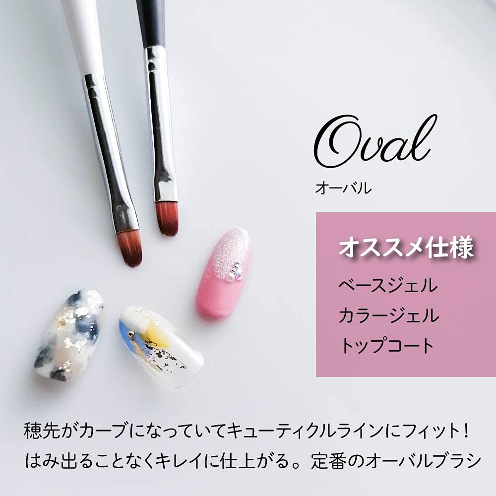 Set of 4 Gel Nail Brushes, White, with Caps, for Gel Nails, Nail Art, and Self-Nails (White, Set of 4)