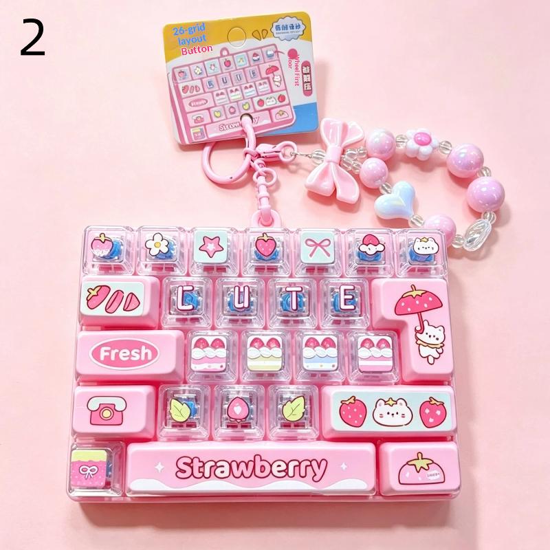 Cute Anti-Anxiety Decompression Toy 26 Key Clicker Fidget Toy Lightweight Bag Pendant Stress Relief For Kids Gifts Desk Decor