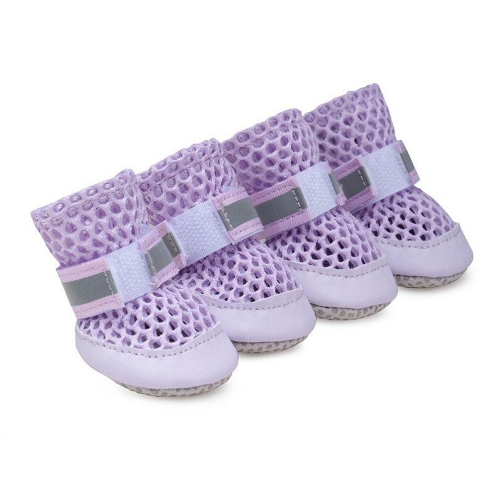 4Pcs Anti Slip Mesh Dog Shoes Breathable Net Foot Covers Casual Dog Paw Protectors Outdoor