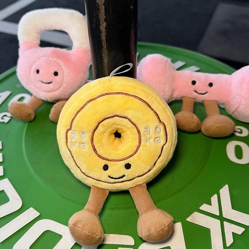 Creative Dumbbell & Kettlebell Plush Doll Pendant, Funny Gym Themed Ornament, Gift for Men