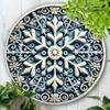 Vintage Round Metal Wall Art Blue Snowflake Farmhouse Decor