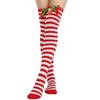 Striped Stockings For Women Over The Knee Long Socks Christmas Green Red Bowknot Long Socks Female Leg Stocking