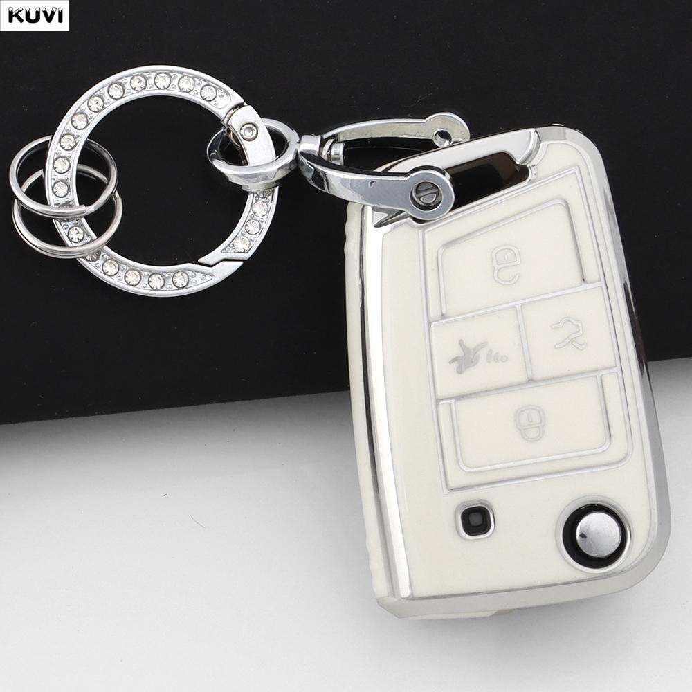 Soft TPU Car Key Case Cover For 3 4 Buttons VW Volkswagen Golf 7 MK7 Tiguan MK2 For SEAT Ateca Leon FR 2 Ibiza For Skoda Octavia