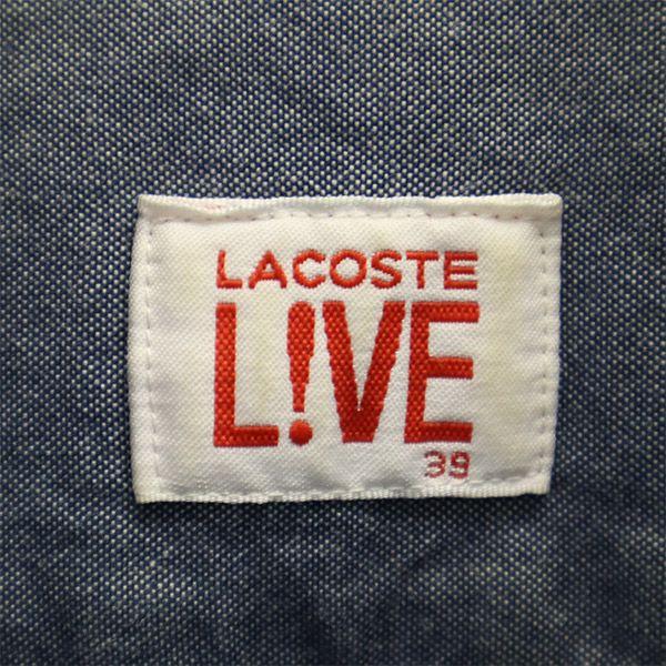 LACOSTE Overall handle Long sleeve Button down shirt 39 blue Cotton shirt Men's Used