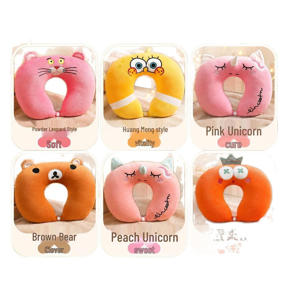 Customizable Cute Cartoon U-Shaped Neck Pillow for Travel and Office Nap