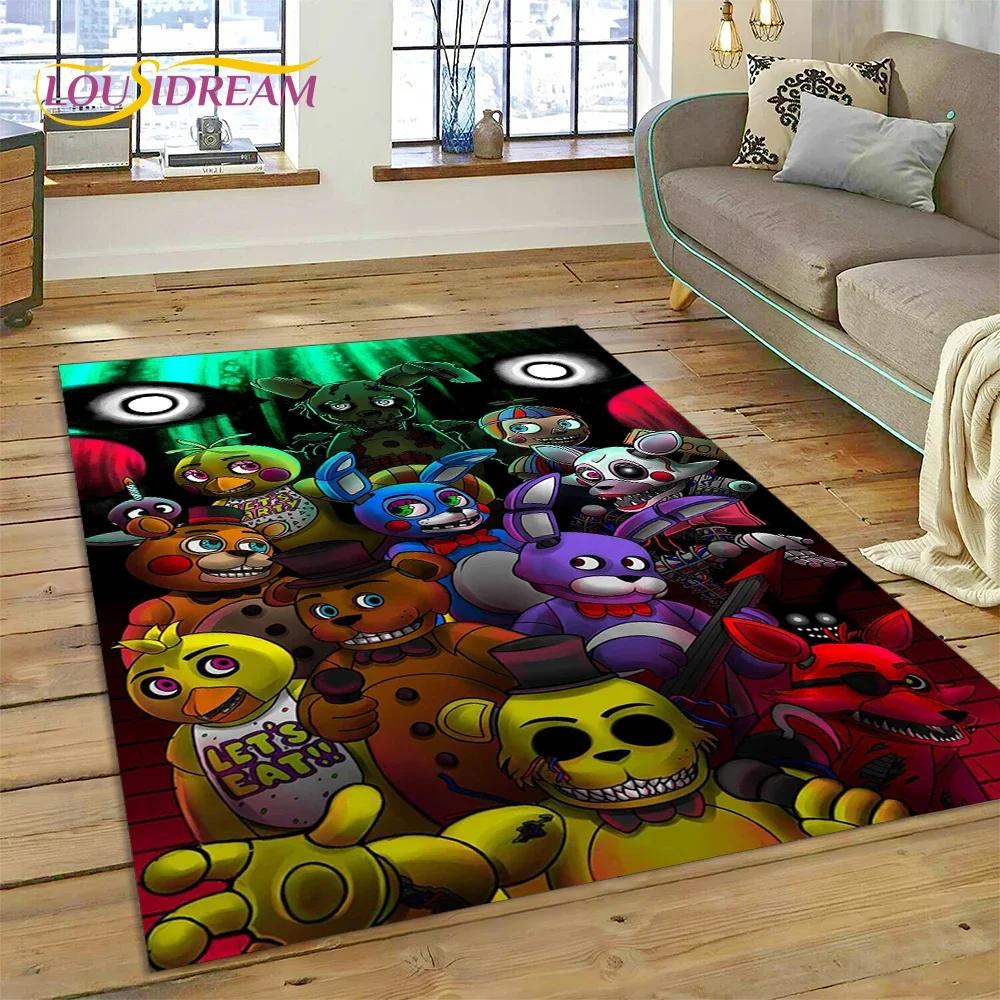 3D Hororová hra FNAF-F Freddy Koberec pro Obývací pokoj Ložnici Domácí Dekorace na Pohovku, Koberec do Dětského Herního Koutku Protiskluzová Podložka Dárek